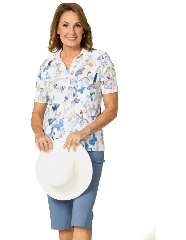 Butterfly Short Sleeve Rib Polo in Multi image 6
