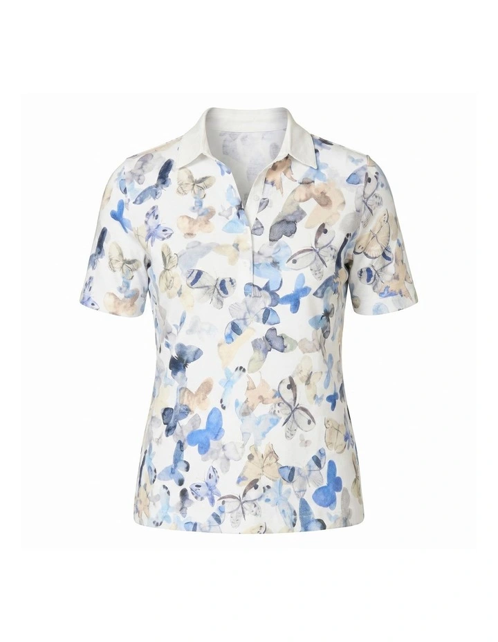 Butterfly Short Sleeve Rib Polo in Multi image 7