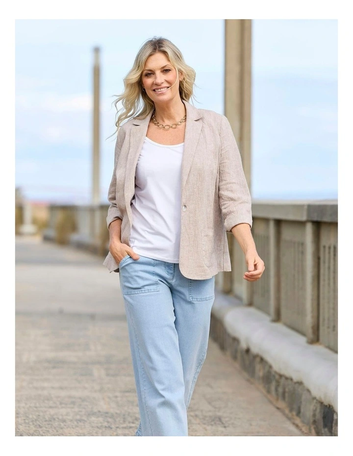 Lumina 1 Button Jacket in Cream image 5