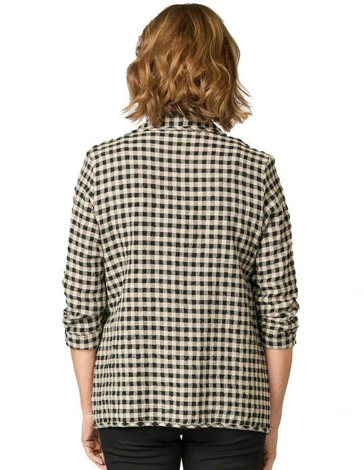 Glendale Check Linen Edge-To-Edge Jacket in Beige image 2
