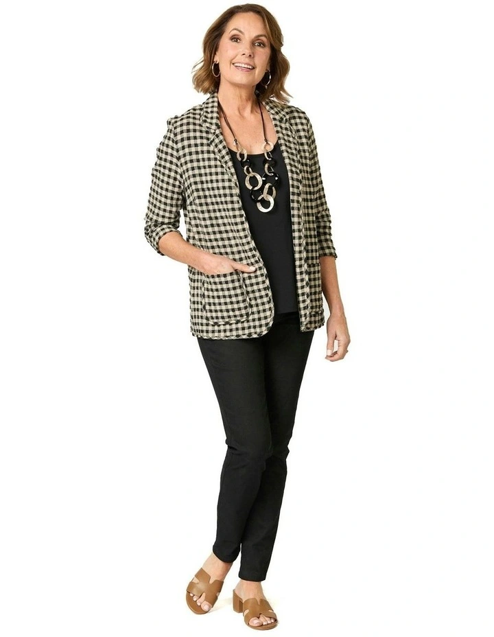Glendale Check Linen Edge-To-Edge Jacket in Beige image 5