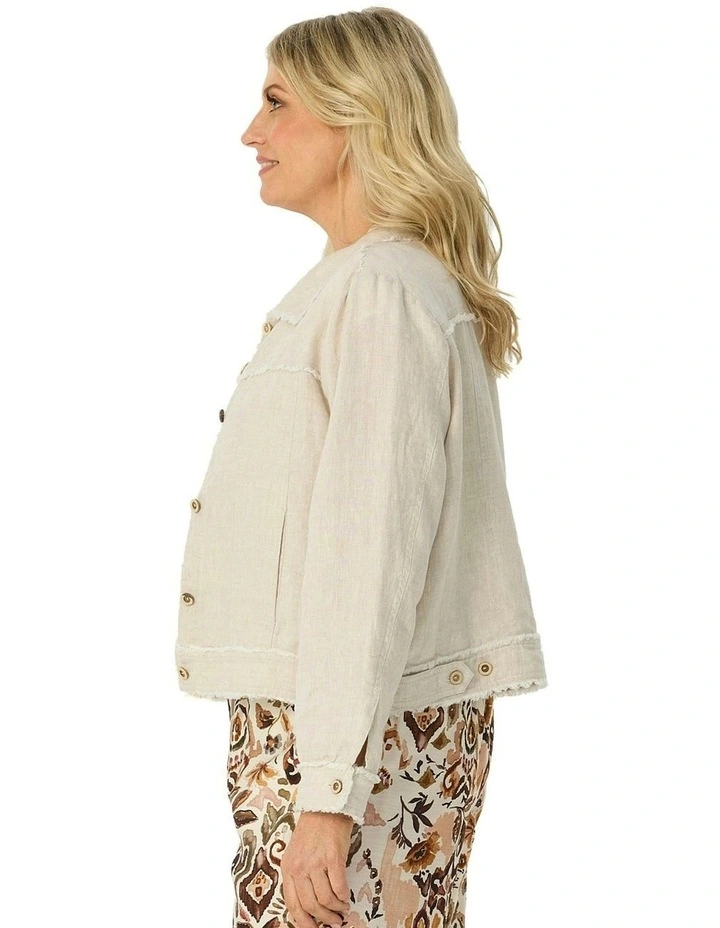 Ari Frayed Detail Jacket in Beige image 3