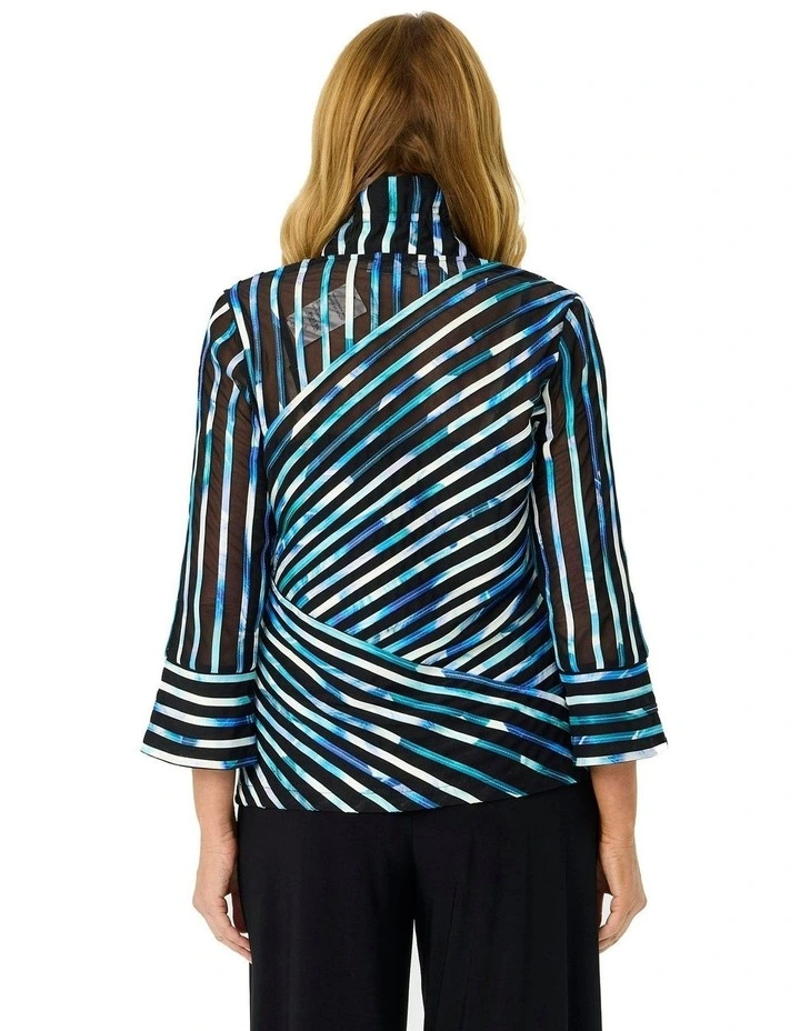 Raven Ribbon Mesh Button Up Jacket in Multi image 2