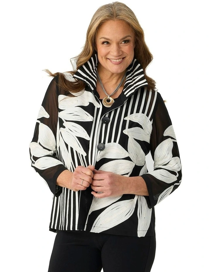 Xander Mesh Button Up Jacket in Multi image 1