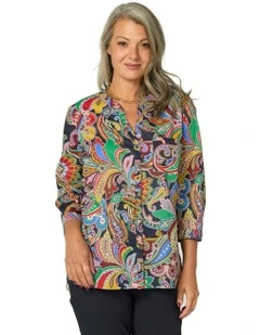 Paisley Fanfare Liberty 3/4 Sleeve Shirt in Multi