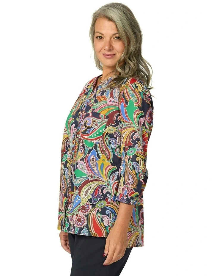 Paisley Fanfare Liberty 3/4 Sleeve Shirt in Multi image 3