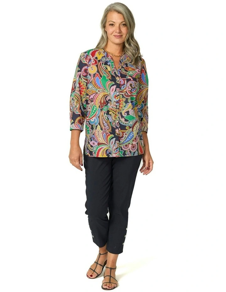 Paisley Fanfare Liberty 3/4 Sleeve Shirt in Multi image 4