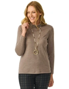 Hedrena Skivvy Long Sleeve Top in Brown