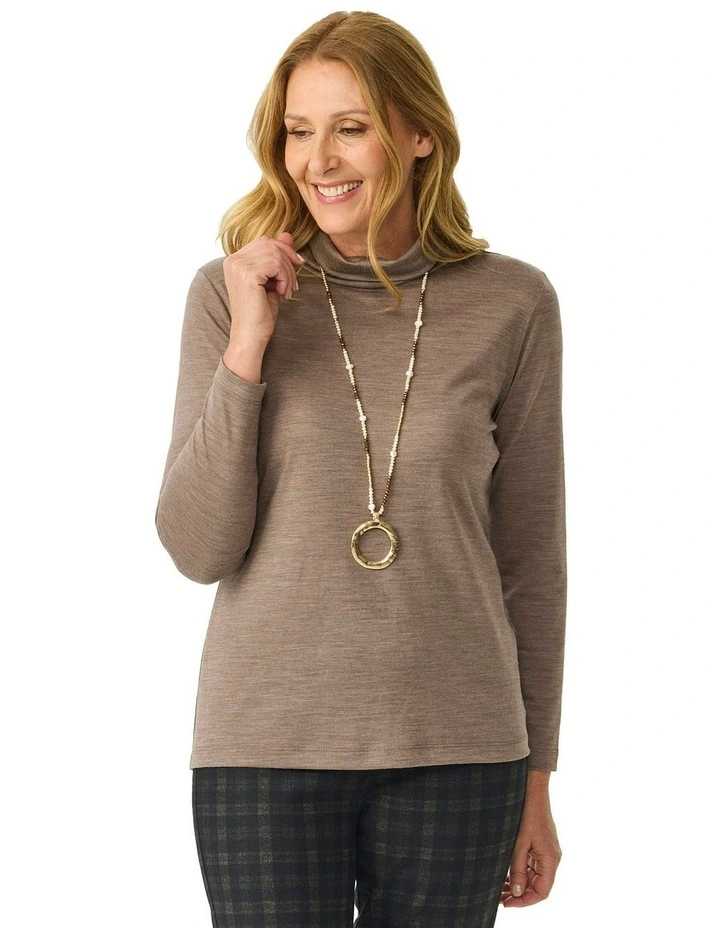 Hedrena Skivvy Long Sleeve Top in Brown image 1