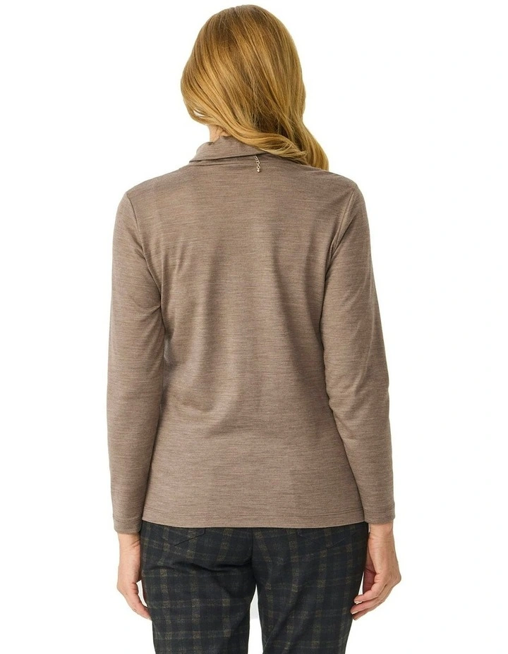 Hedrena Skivvy Long Sleeve Top in Brown image 2