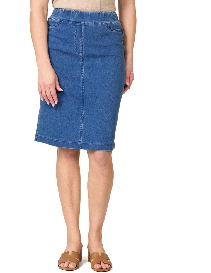 Suzy Stretch Pull On Skirt in Blue image 1