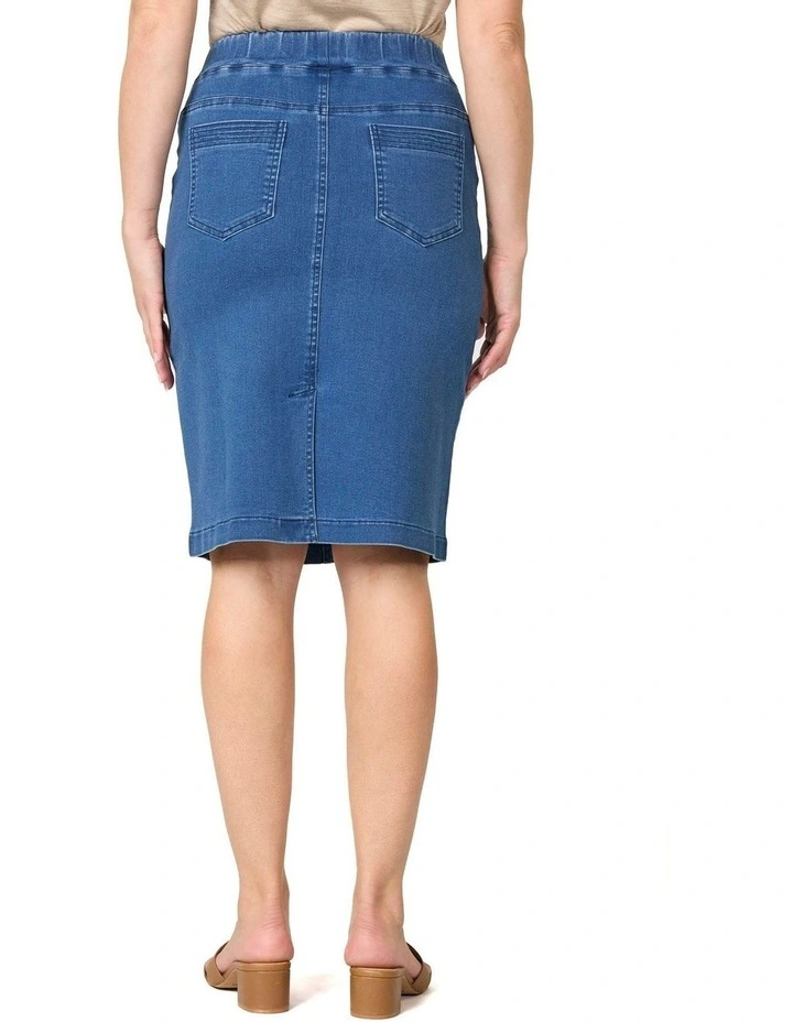 Suzy Stretch Pull On Skirt in Blue image 2