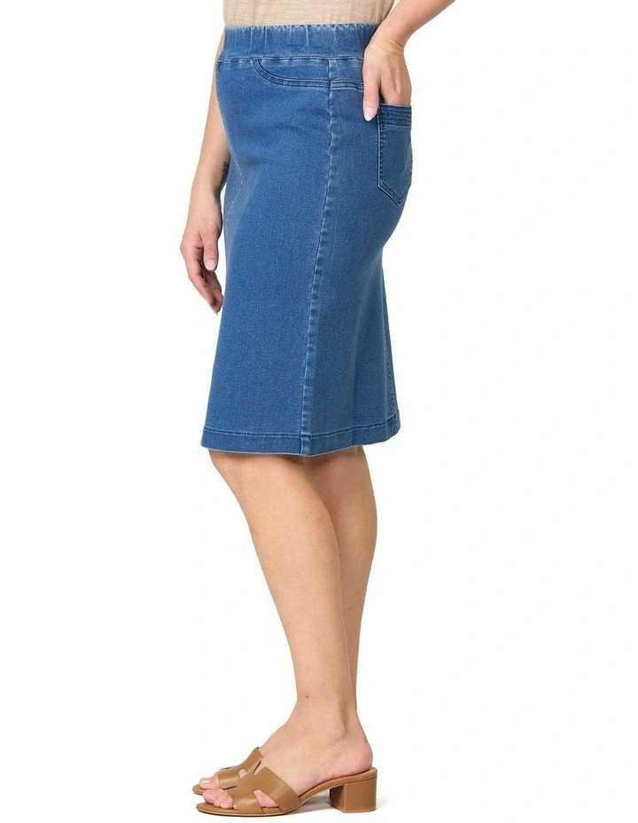Suzy Stretch Pull On Skirt in Blue image 3