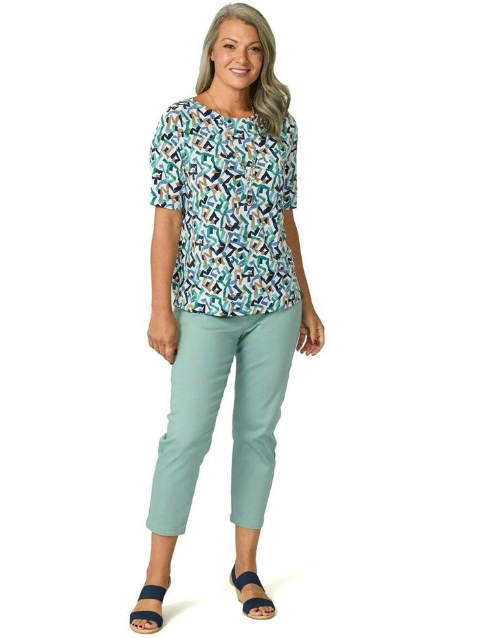 Sandy Stretch 7/8 Pull On Jean in Blue image 4