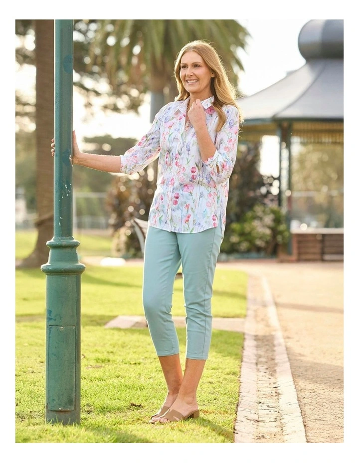 Sandy Stretch 7/8 Pull On Jean in Blue image 5