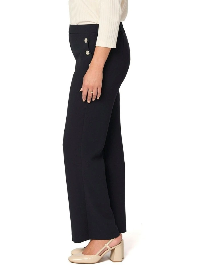 Mara Button Wide Leg Long Pant in Blue image 3
