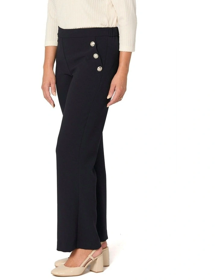 Mara Button Wide Leg Long Pant in Blue image 4