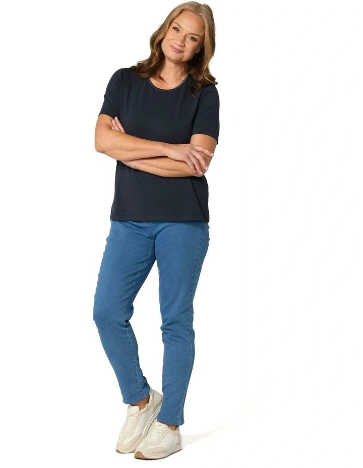 Suzy Stretch Long Pull On Jean in Blue image 4