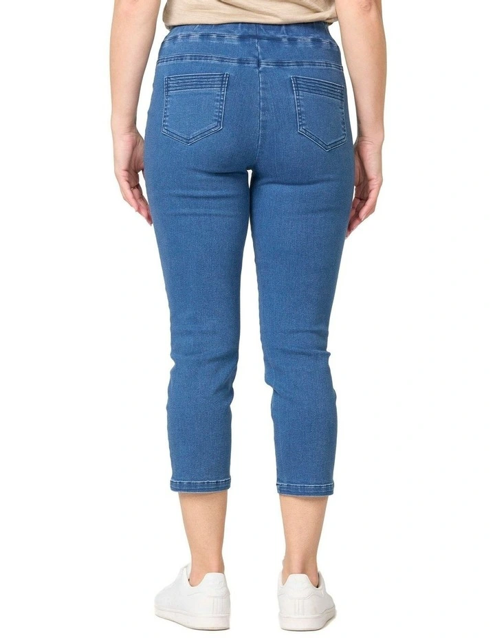 Sandy Stretch 7/8 Pull On Jean in Blue image 2