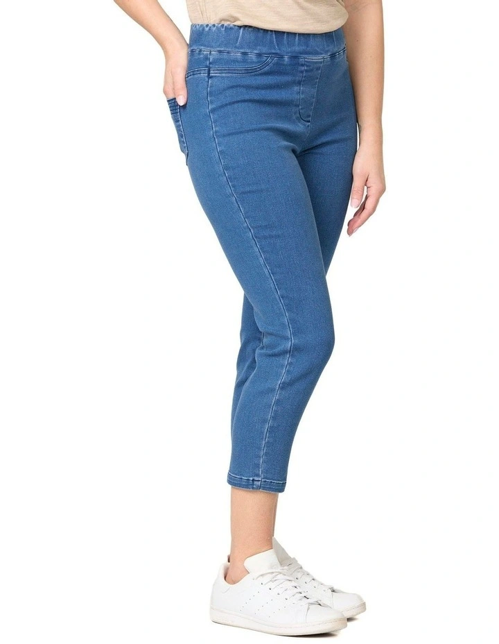 Sandy Stretch 7/8 Pull On Jean in Blue image 3
