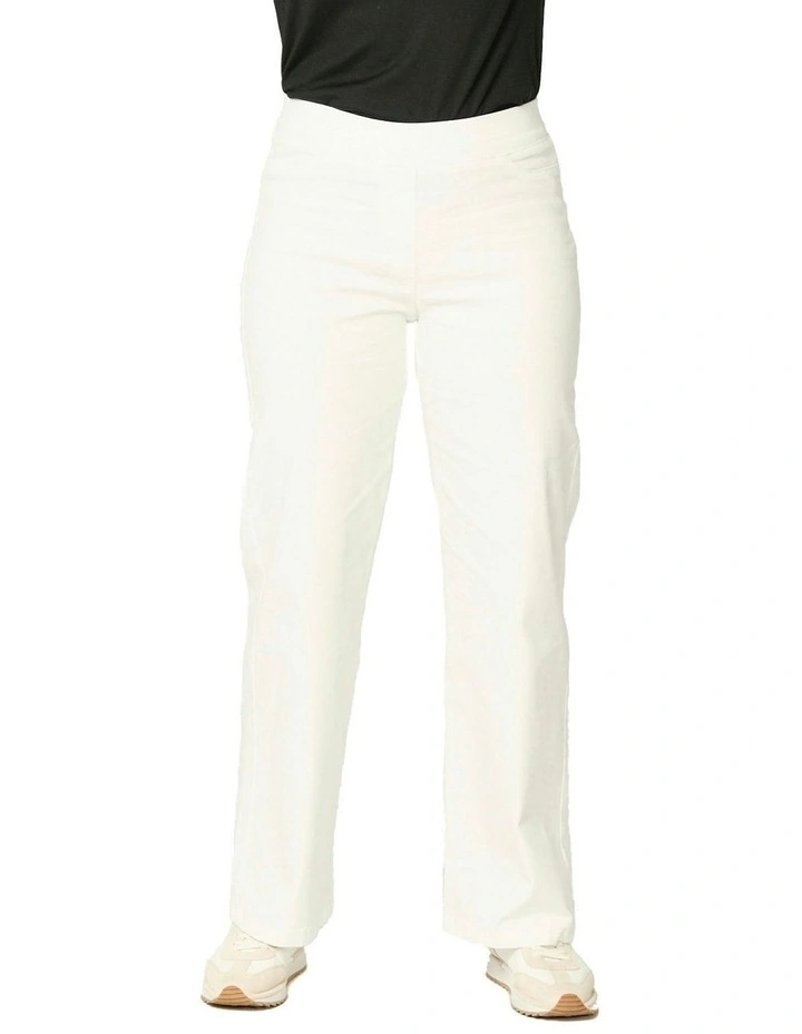 Wide Leg Suzy Stretch Pull On Jean in Cream image 1