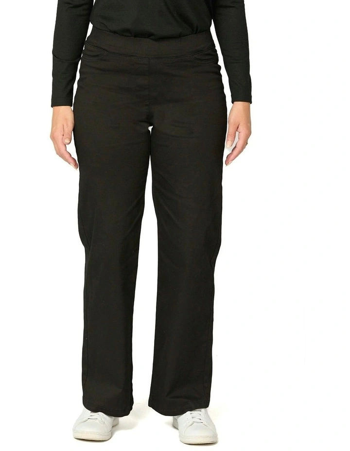 Wide Leg Suzy Stretch Pull On Jean in Black image 1