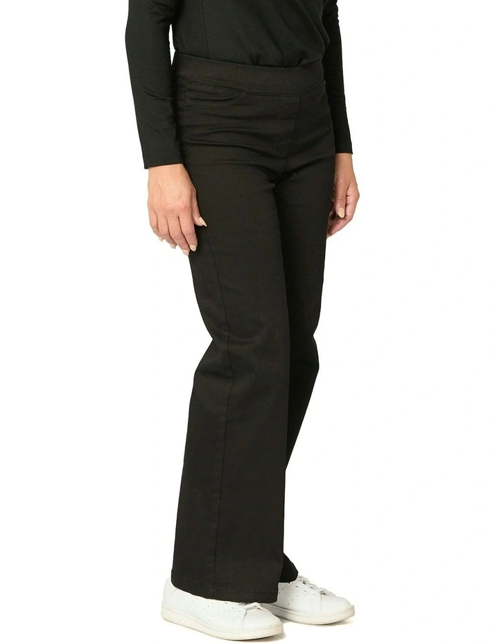 Wide Leg Suzy Stretch Pull On Jean in Black image 4