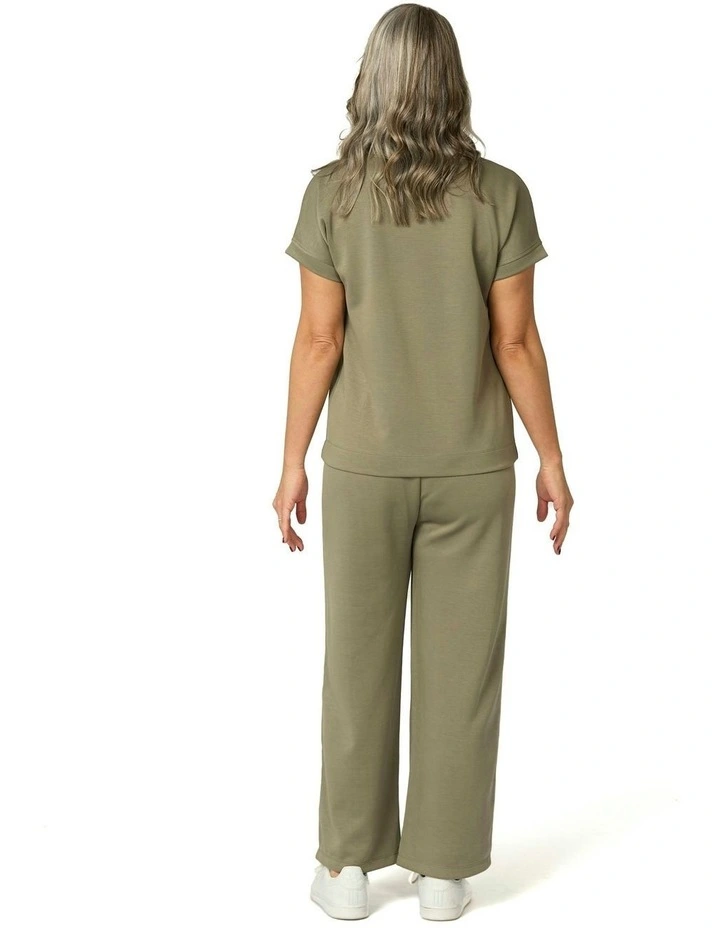 Zen Crop Side Stripe Wide Pants in Green image 2