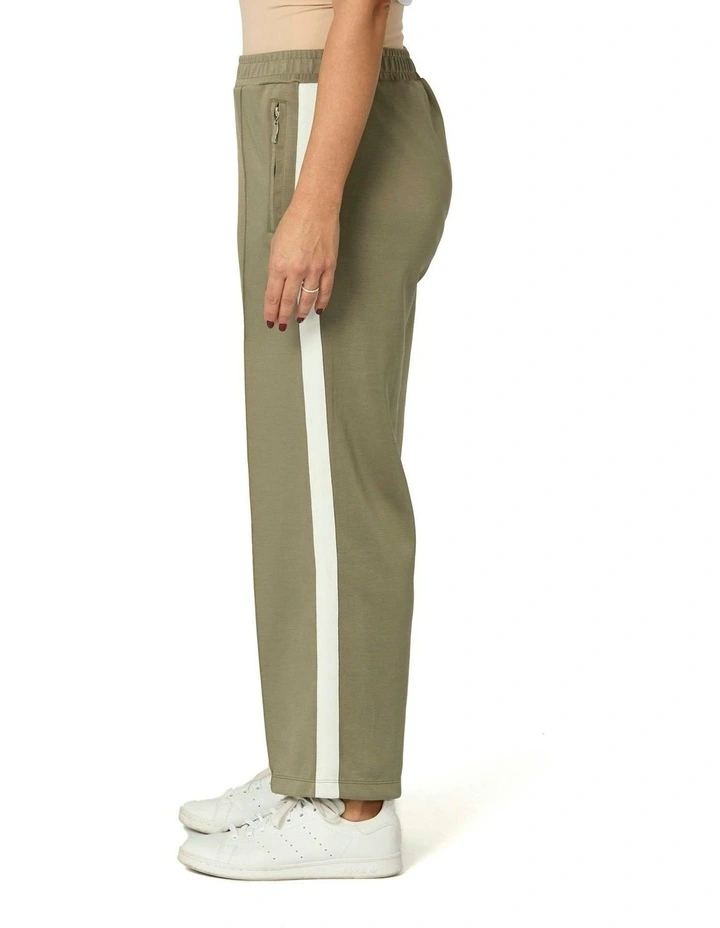 Zen Crop Side Stripe Wide Pants in Green image 3