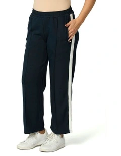 Zen Crop Side Stripe Wide Pants in Blue