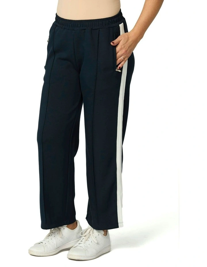 Zen Crop Side Stripe Wide Pants in Blue image 1