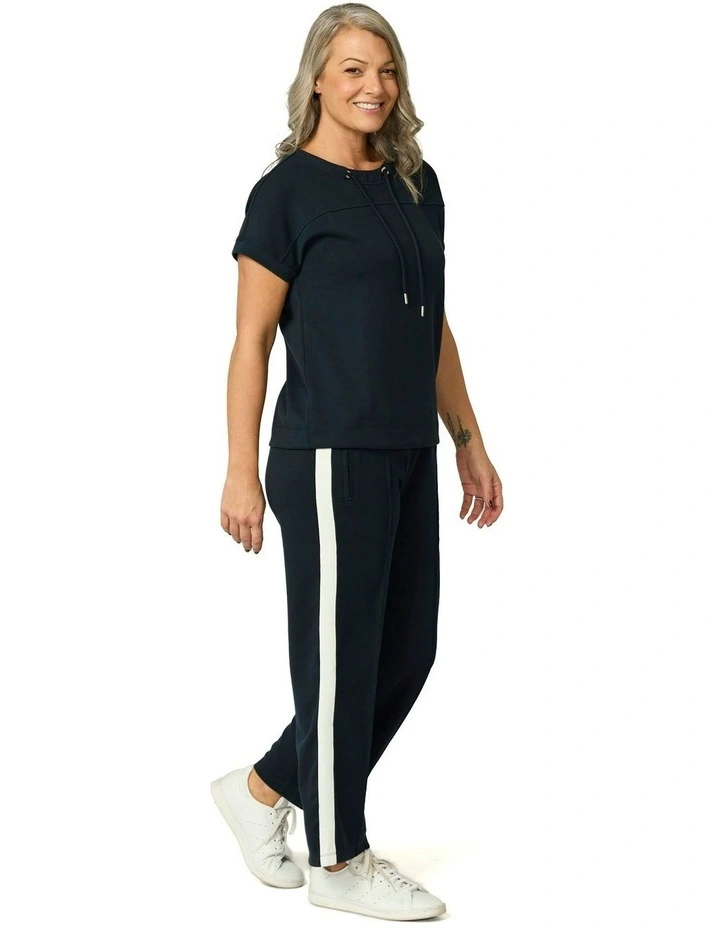 Zen Crop Side Stripe Wide Pants in Blue image 4