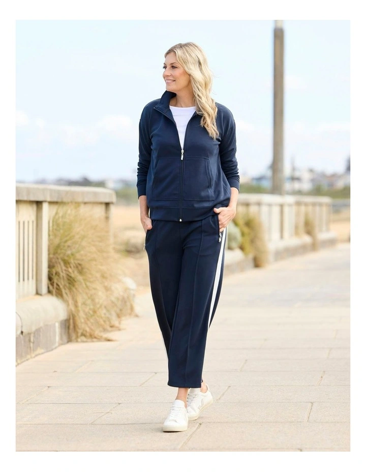 Zen Crop Side Stripe Wide Pants in Blue image 5