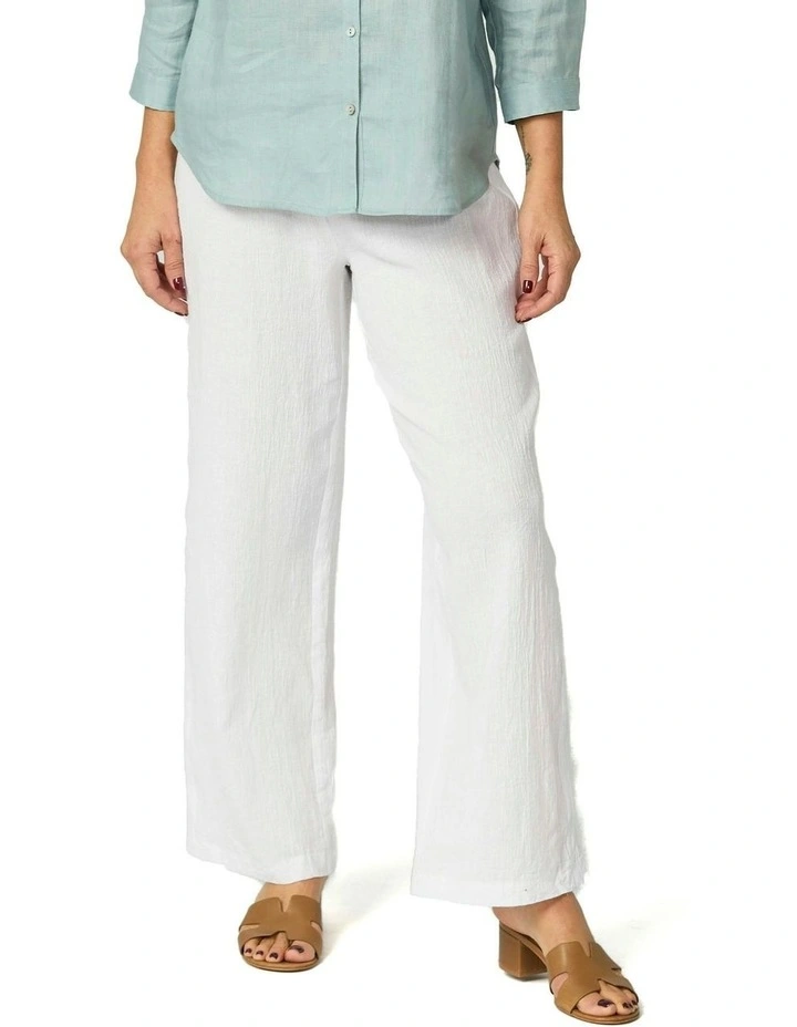 Lumina Wide Leg Pull On Pant in White image 1