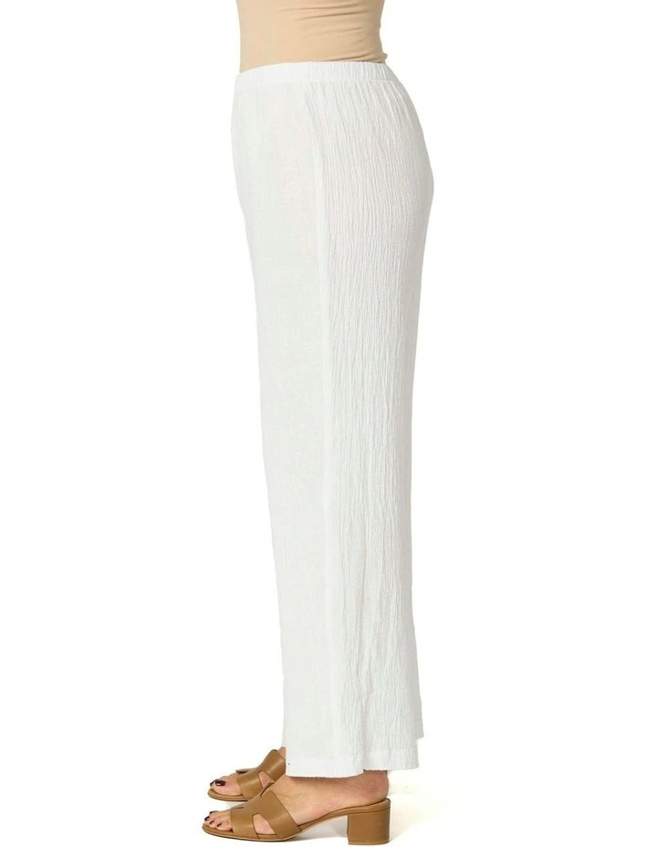 Lumina Wide Leg Pull On Pant in White image 3
