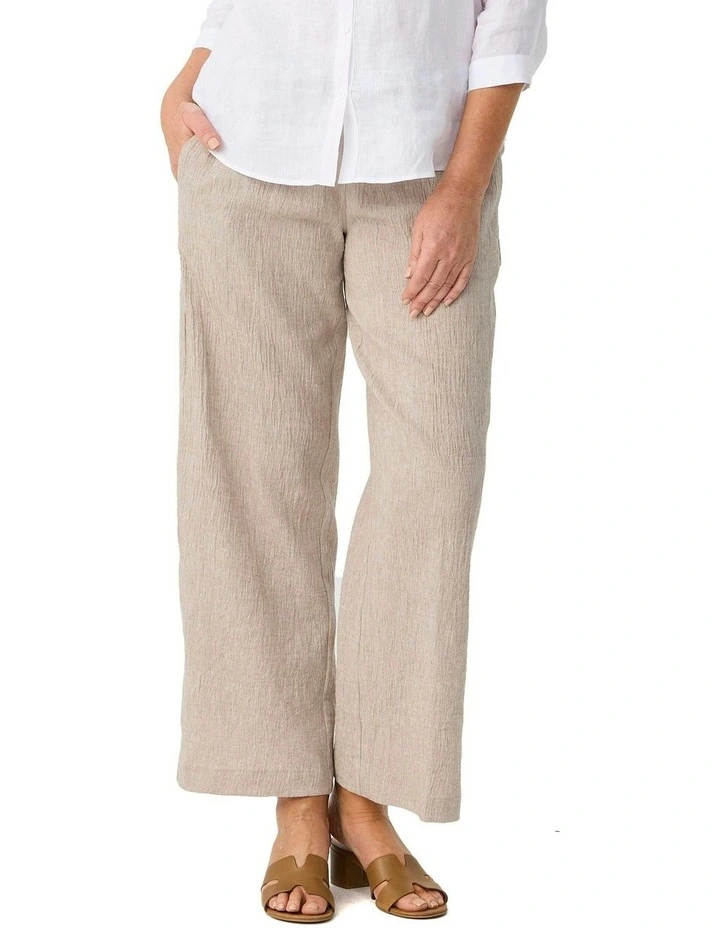 Lumina Wide Leg Pull On Pant in Cream image 1