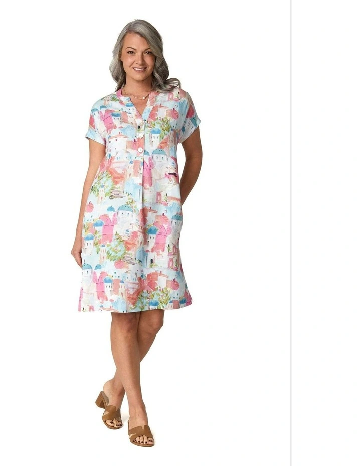 Costa Houses Short Sleeve Dress in Multi image 4