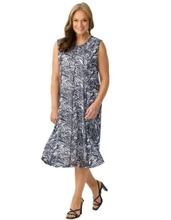 Veneta Mesh Sleeveless Gored Dress in Multi