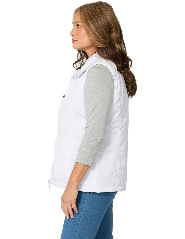 Lakeshore Zip Up Ruched Vest in White image 3