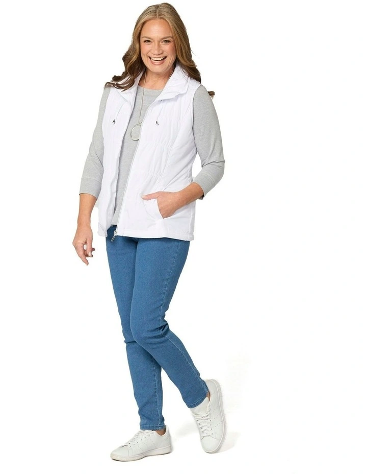 Lakeshore Zip Up Ruched Vest in White image 4