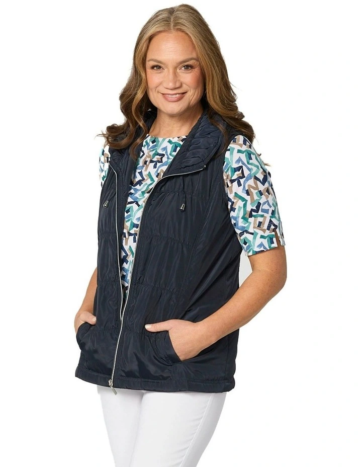 Lakeshore Zip Up Ruched Vest in Blue image 1