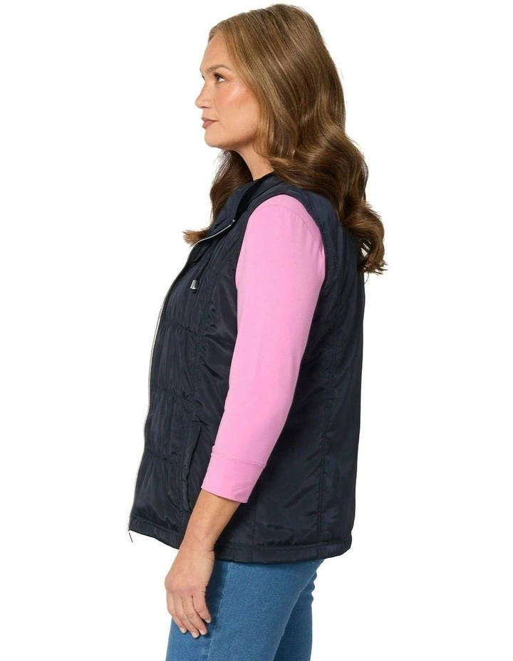 Lakeshore Zip Up Ruched Vest in Blue image 3