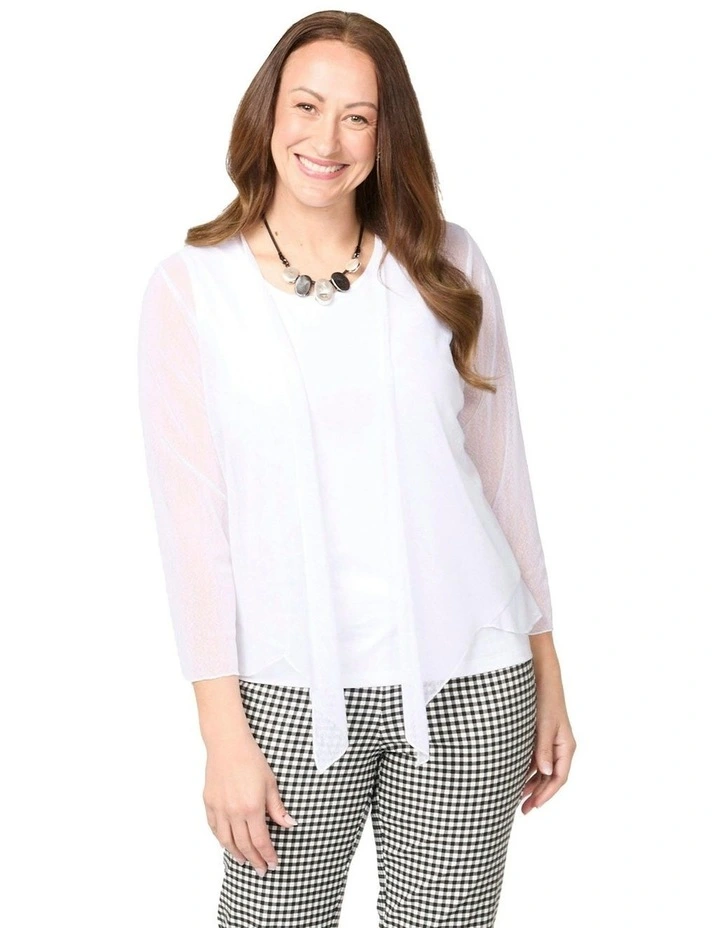 Monaco Mesh Cardigan in White image 1