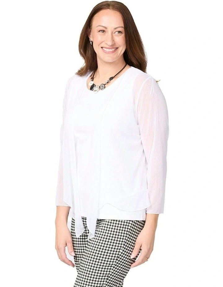 Monaco Mesh Cardigan in White image 3