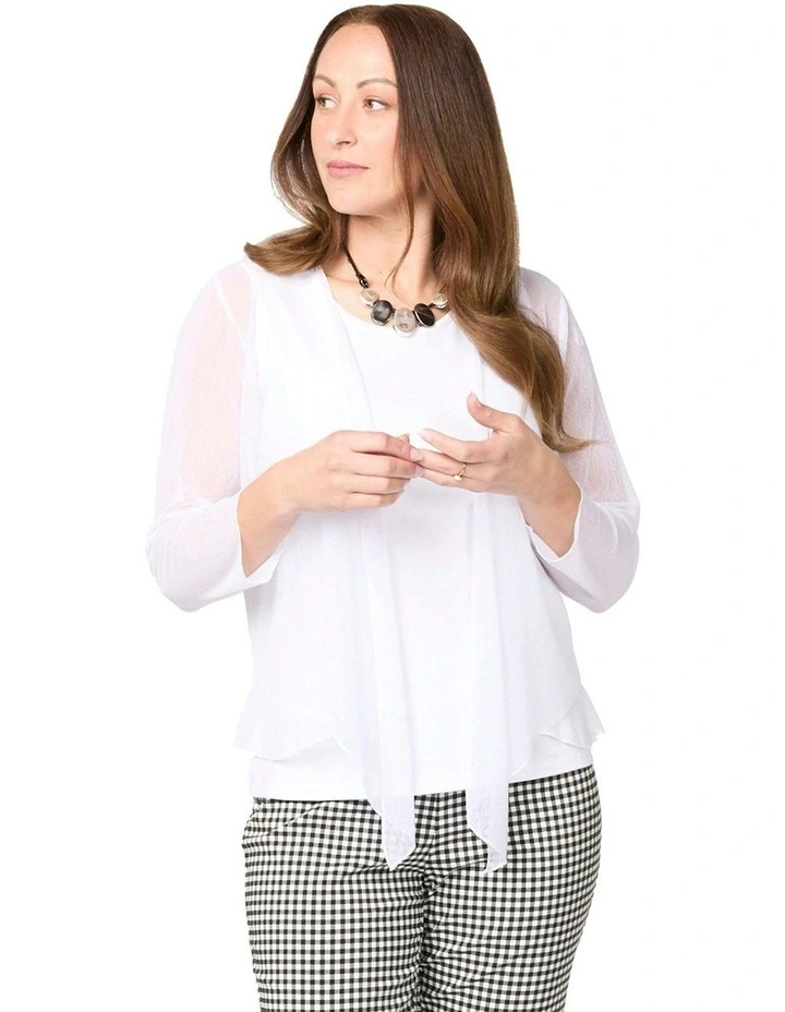 Monaco Mesh Cardigan in White image 4