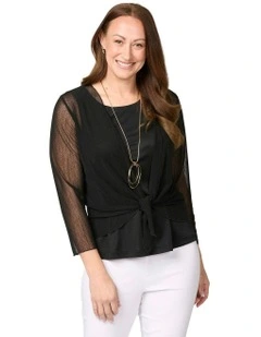 Monaco Mesh Cardigan in Black