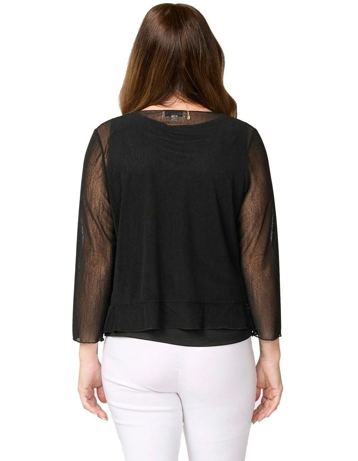 Monaco Mesh Cardigan in Black image 2
