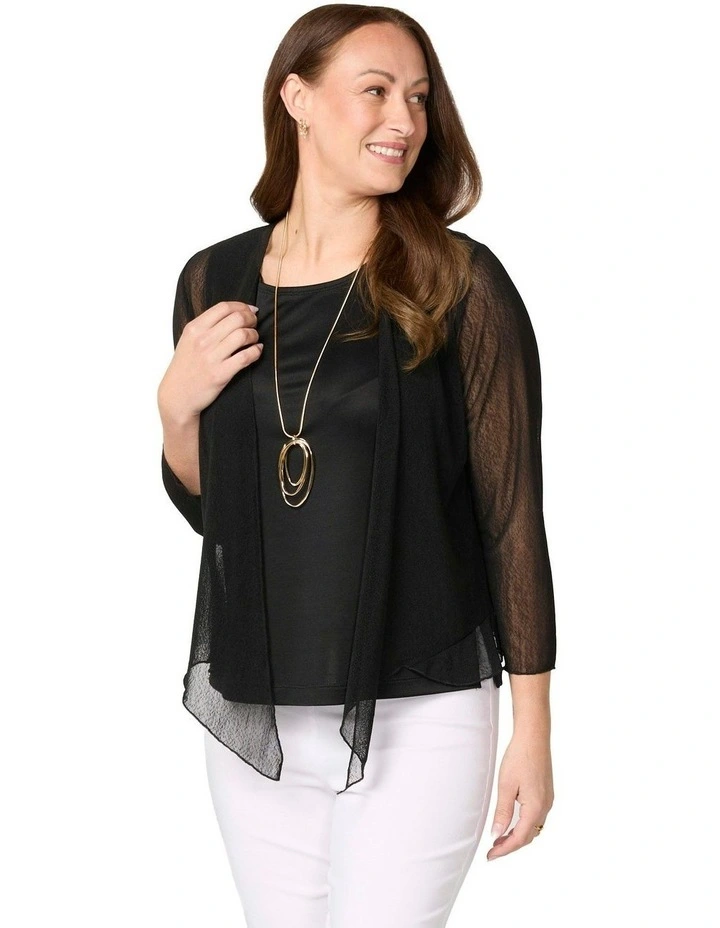 Monaco Mesh Cardigan in Black image 3