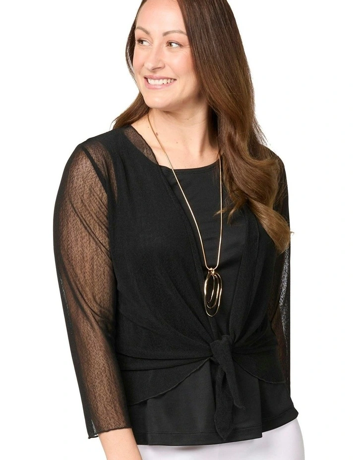 Monaco Mesh Cardigan in Black image 4