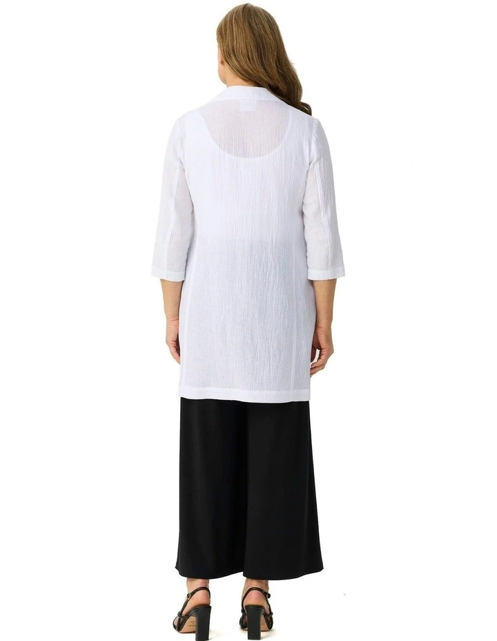 Lumina 1 Button Long Shacket in White image 2